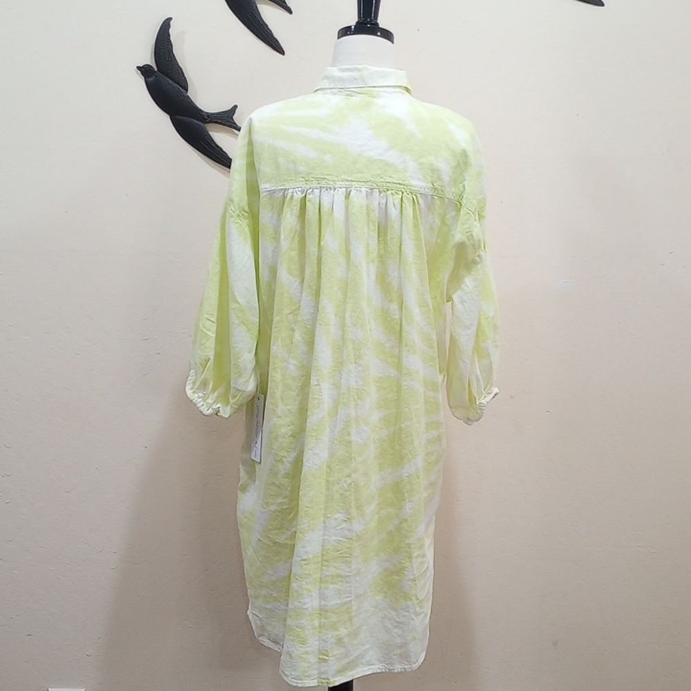 Young Fabulous and Broke Tie Dye Linen Blend Sand Dollar Shirt Dress, Size L - Picture 7 of 13